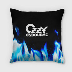 Подушка квадратная Ozzy Osbourne blue fire, цвет: 3D-принт