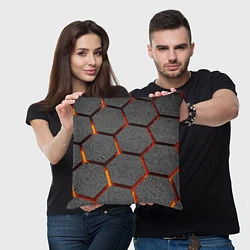 Подушка квадратная Металлические плиты и лава, цвет: 3D-принт — фото 2