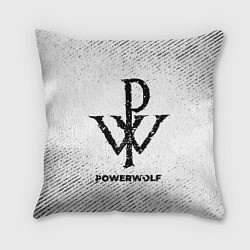 Подушка квадратная Powerwolf с потертостями на светлом фоне