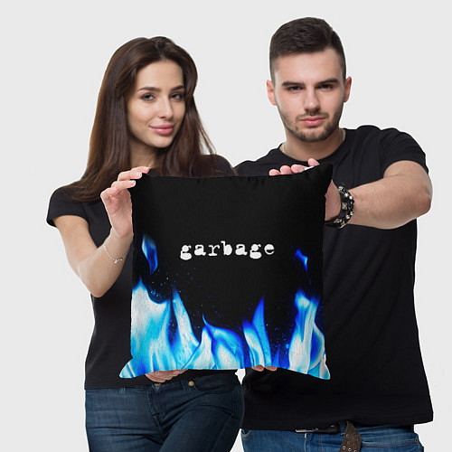 Подушка квадратная Garbage blue fire / 3D-принт – фото 3