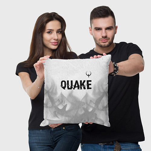 Подушка квадратная Quake glitch на светлом фоне: символ сверху / 3D-принт – фото 3