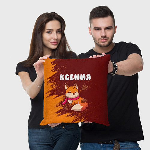 Подушка квадратная Ксения осенняя лисичка / 3D-принт – фото 3