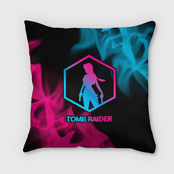 Подушка квадратная Tomb Raider - neon gradient