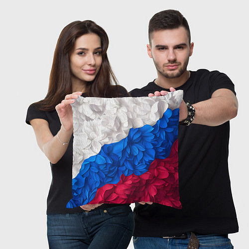 Подушка квадратная Флаг России из цветов / 3D-принт – фото 3