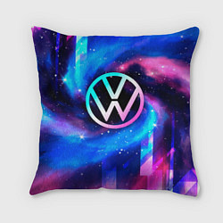 Подушка квадратная Volkswagen неоновый космос, цвет: 3D-принт