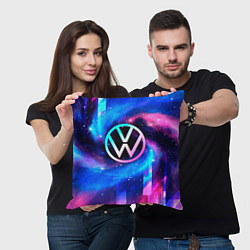 Подушка квадратная Volkswagen неоновый космос, цвет: 3D-принт — фото 2