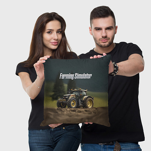 Подушка квадратная Farming Simulator - Игрушечный желтый / 3D-принт – фото 3