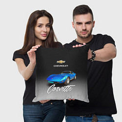Подушка квадратная Синий Chevrolet Corvette 70-х годов, цвет: 3D-принт — фото 2
