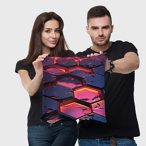 Подушка квадратная Розовые наносоты / 3D-принт – фото 3