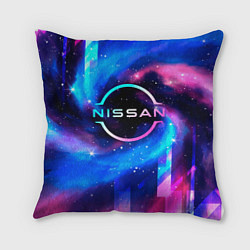 Подушка квадратная Nissan неоновый космос, цвет: 3D-принт