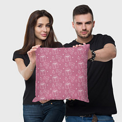 Подушка квадратная Влюбленным паттерн, цвет: 3D-принт — фото 2