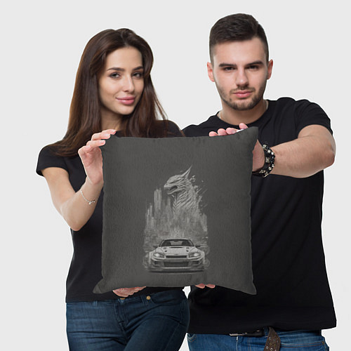 Подушка квадратная Godzilla car / 3D-принт – фото 3
