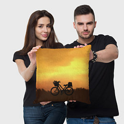 Подушка квадратная Велосипед на закате, цвет: 3D-принт — фото 2
