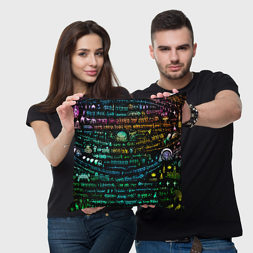Подушка квадратная Символы психоделика - нейронная сеть / 3D-принт – фото 3