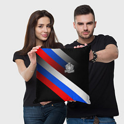 Подушка квадратная Пограничные войска - флаг РФ, цвет: 3D-принт — фото 2