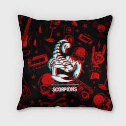 Подушка квадратная Scorpions rock glitch, цвет: 3D-принт