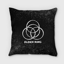 Подушка квадратная Elden Ring с потертостями на темном фоне, цвет: 3D-принт