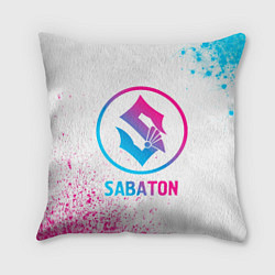 Подушка квадратная Sabaton neon gradient style, цвет: 3D-принт