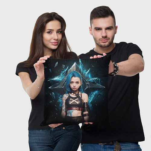 Подушка квадратная Jinx arcane league of legends / 3D-принт – фото 3