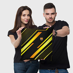 Подушка квадратная ФК Барселона эмблема, цвет: 3D-принт — фото 2