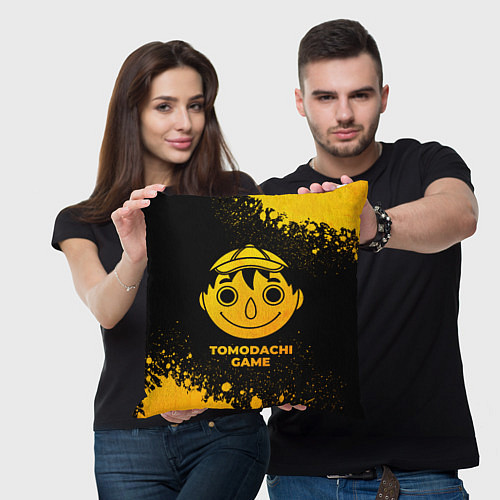 Подушка квадратная Tomodachi Game - gold gradient / 3D-принт – фото 3