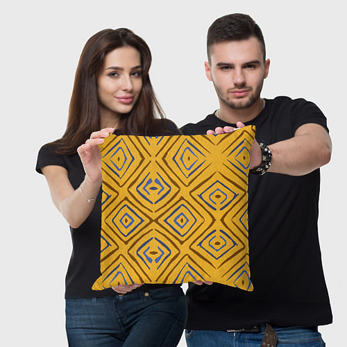 Подушка квадратная Золотистый паттерн / 3D-принт – фото 3