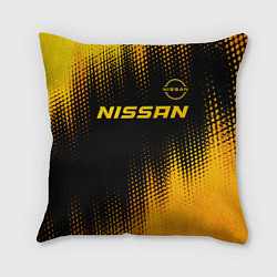 Подушка квадратная Nissan - gold gradient: символ сверху, цвет: 3D-принт