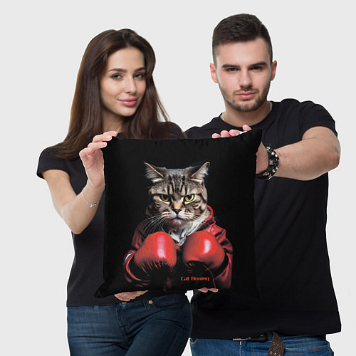 Подушка квадратная Cat boxing / 3D-принт – фото 3
