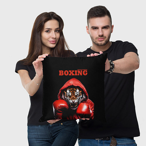 Подушка квадратная Boxing tiger / 3D-принт – фото 3