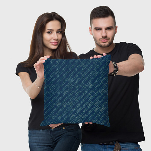 Подушка квадратная Текстура мине-бирюзовый / 3D-принт – фото 3