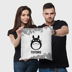 Подушка квадратная Totoro glitch на светлом фоне, цвет: 3D-принт — фото 2