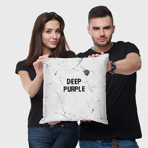 Подушка квадратная Deep Purple glitch на светлом фоне: символ сверху / 3D-принт – фото 3