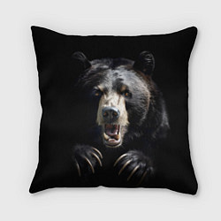 Подушка квадратная Бурый атакующий медведь, цвет: 3D-принт