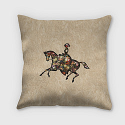 Подушка квадратная Ретро девушка на лошади и винтажные цветы, цвет: 3D-принт