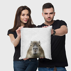 Подушка квадратная Капибара пофигист, цвет: 3D-принт — фото 2