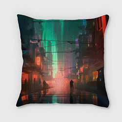 Подушка квадратная Кибер город будущего, цвет: 3D-принт