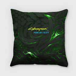 Подушка квадратная Cyberpunk 2077 phantom liberty green, цвет: 3D-принт