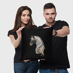 Подушка квадратная Вышивка Лошадь, цвет: 3D-принт — фото 2