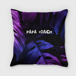 Подушка квадратная Papa Roach neon monstera, цвет: 3D-принт