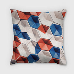 Подушка квадратная Белые синие красные плитки, цвет: 3D-принт