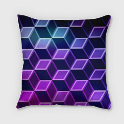 Подушка квадратная Неоновые кубы иллюзия, цвет: 3D-принт