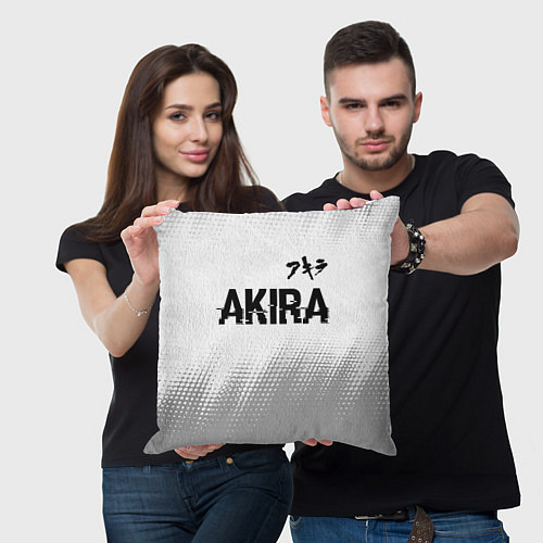 Подушка квадратная Akira glitch на светлом фоне: символ сверху / 3D-принт – фото 3