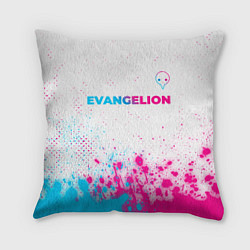 Подушка квадратная Evangelion neon gradient style: символ сверху, цвет: 3D-принт