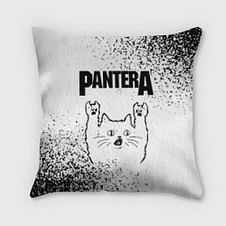 Подушка квадратная Pantera рок кот на светлом фоне, цвет: 3D-принт