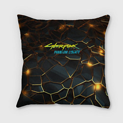 Подушка квадратная Cyberpunk 2077 phantom liberty gold abstract, цвет: 3D-принт