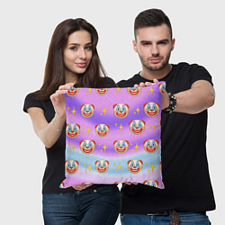 Подушка квадратная Узор с Клоунами, цвет: 3D-принт — фото 2