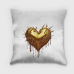 Подушка квадратная Золотое сердце, цвет: 3D-принт
