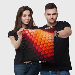 Подушка квадратная Hexagon orange, цвет: 3D-принт — фото 2