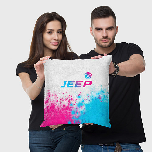 Подушка квадратная Jeep neon gradient style: символ сверху / 3D-принт – фото 3