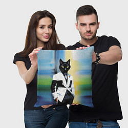 Подушка квадратная Cat fashionista - neural network - pop art, цвет: 3D-принт — фото 2